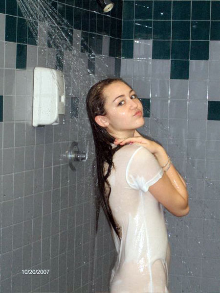 the miley cyrus shower photos