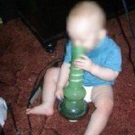 Baby smokes bong