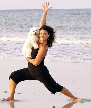 Doga on the beach (dog yoga)