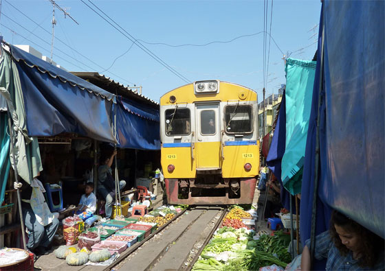 Maeklong Railway Market in Thailand