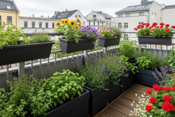 deck railing flower boxes